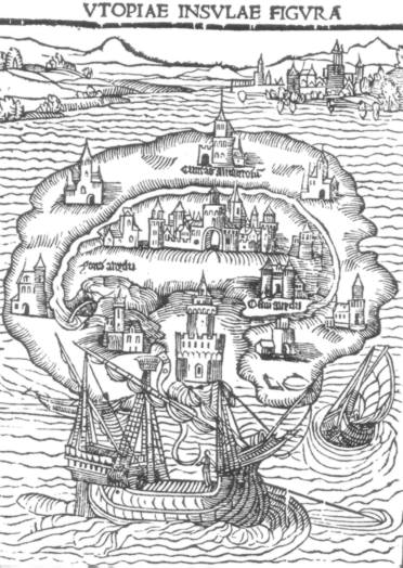 Incisione del titolo per L'Utopia di Tommaso Moro