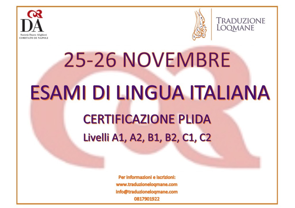 Volantino Esame Lingua Italiana 25-26 Novembre